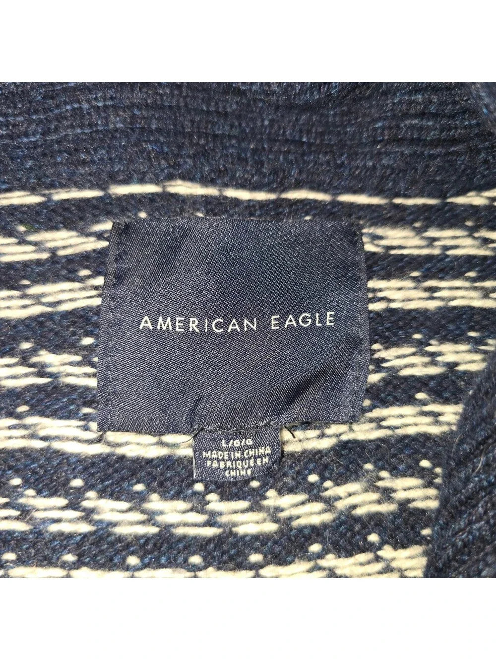 American Eagle Navy Blue Shawl Collar Button Knit Sweater L